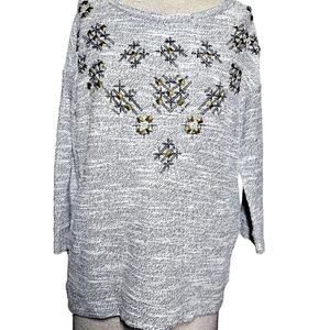 Gray Embellished Sweatshirt with Pockets Size Small